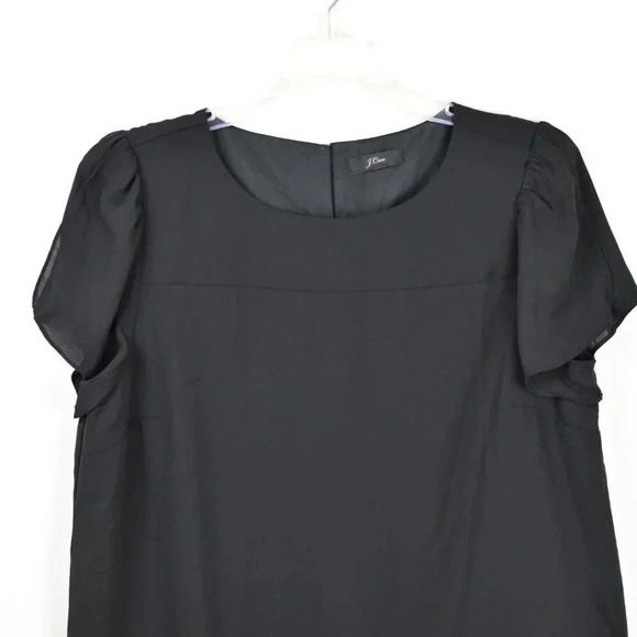 NWOT J.Crew black lined short sleeves top - Picture 2 of 6